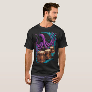 pieuvre jouant de la batterie t-shirt