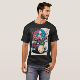 pieuvre jouant de la batterie t-shirt