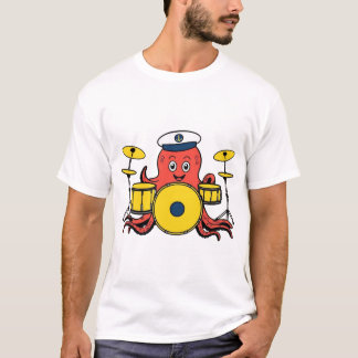 pieuvre jouant de la batterie t-shirt
