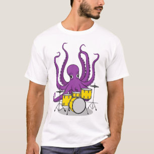 pieuvre jouant de la batterie t-shirt