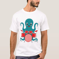 pieuvre jouant de la batterie t-shirt