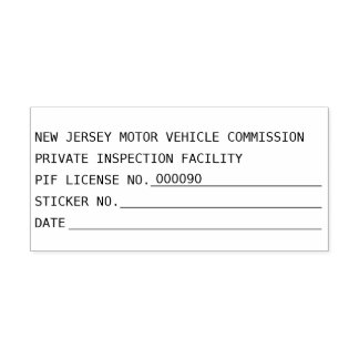 PIF-Lizenz der Kfz-Kommission in New Jersey # Permastempel