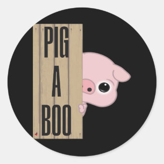 Pig A Boo Fence Runder Aufkleber