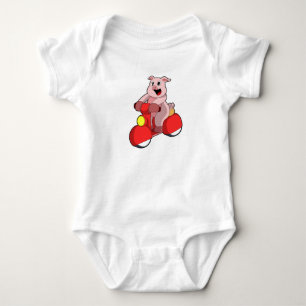 Pig als Biker mit Scooter Baby Strampler