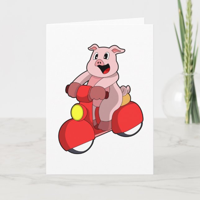 Pig als Biker mit Scooter Karte (Vorderseite)