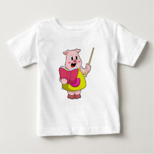 Pig als Lehrer mit Buch Baby T-shirt