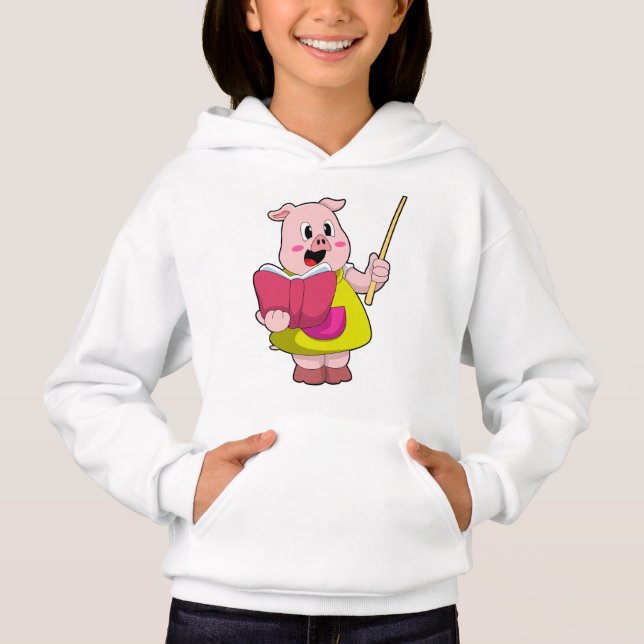 Pig als Lehrer mit Buch Hoodie (Vorderseite)
