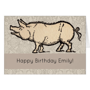 Pig Antique Piggy Cute Illustration Vintage