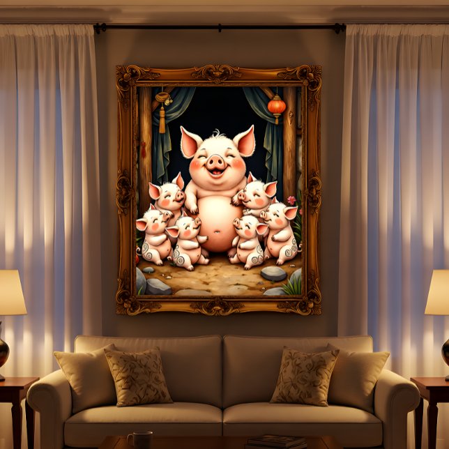  Pig Art – Mother & Piglets Poster (Von Creator hochgeladen)