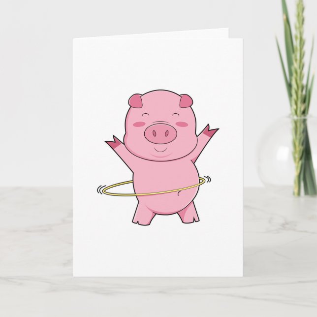 Pig at Fitness with Swing ring Karte (Vorderseite)