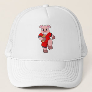 Pig at Football Sports Truckerkappe