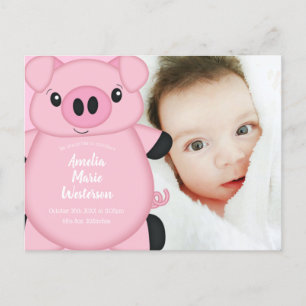 Pig Baby Dusche Farm Pink Girl Postkarte