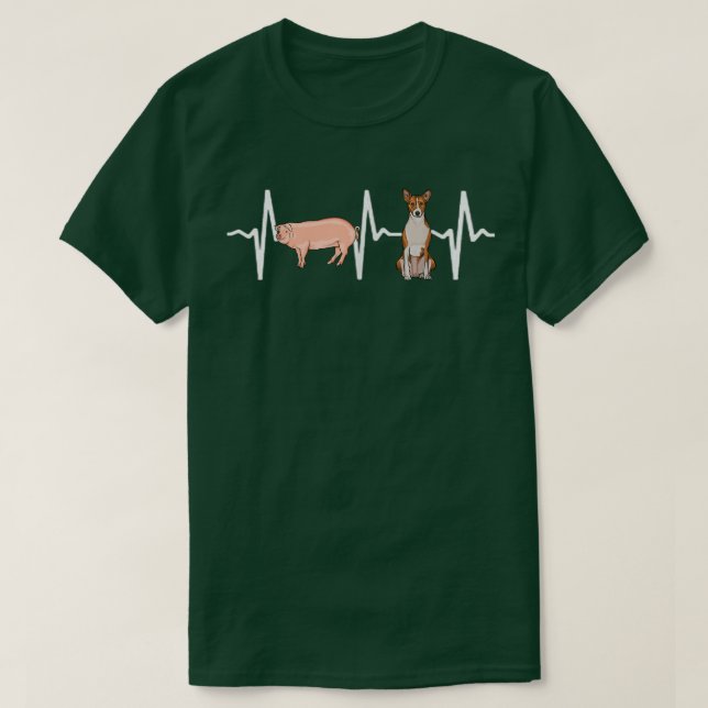 Pig Basenji Heartbeat Dog Lover T-Shirt (Design vorne)