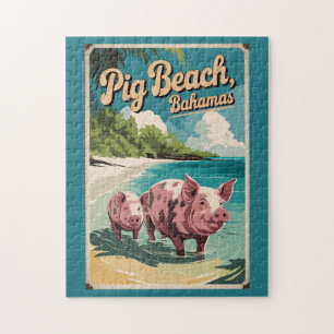 Pig Beach Bahamas Art Vintag
