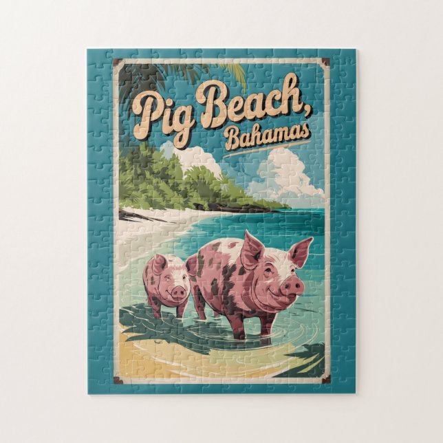 Pig Beach Bahamas Art Vintag (Vertikal)