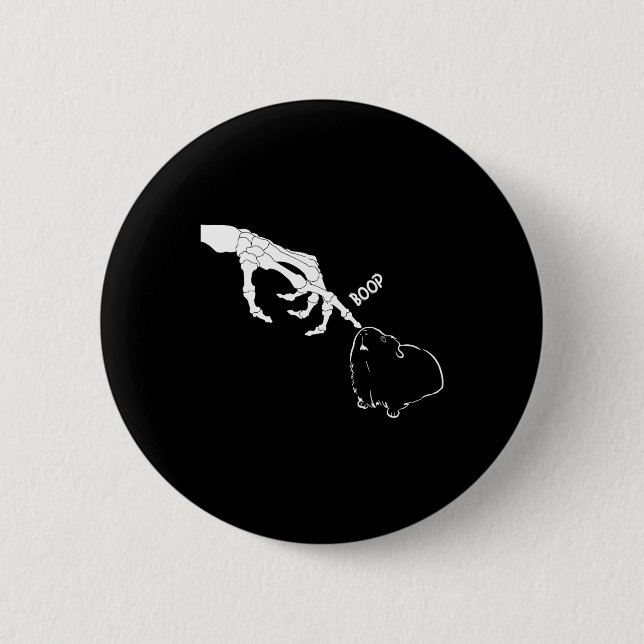 Pig Beängstigend Skeleton Hand Boop Funny Spooky H Button (Vorderseite)