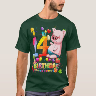 Pig Birthday Party 14 Year Old Boy 9th Pig Birthda T-Shirt