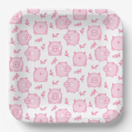 Pig Birthday Party Pink Pappteller