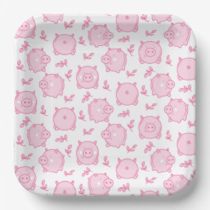 Pig Birthday Party Pink Pappteller