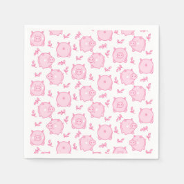 Pig Birthday Party Pink Serviette