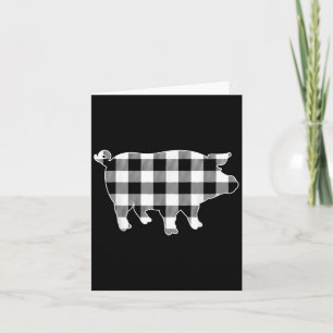 Pig Black &amp; White Buffalo Kariert Merry Christ Karte
