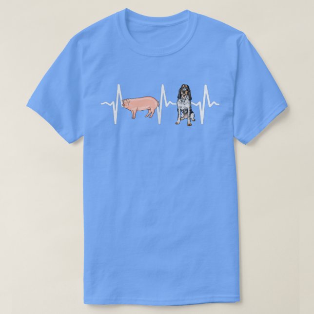 Pig Bluetick Coonhound Heartbeat Hund Lover T-Shirt (Design vorne)