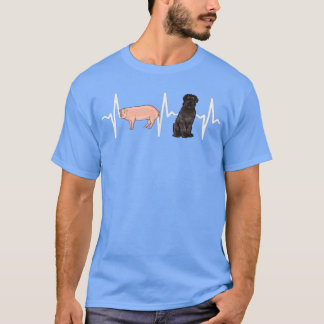 Pig Bouvier des Flandres Heartbeat Dog Lover T-Shirt