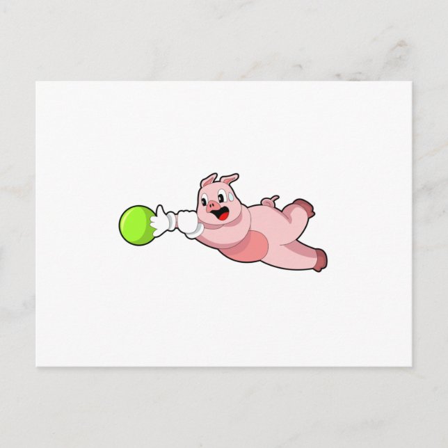 Pig Bowling Bowling Postkarte (Vorderseite)