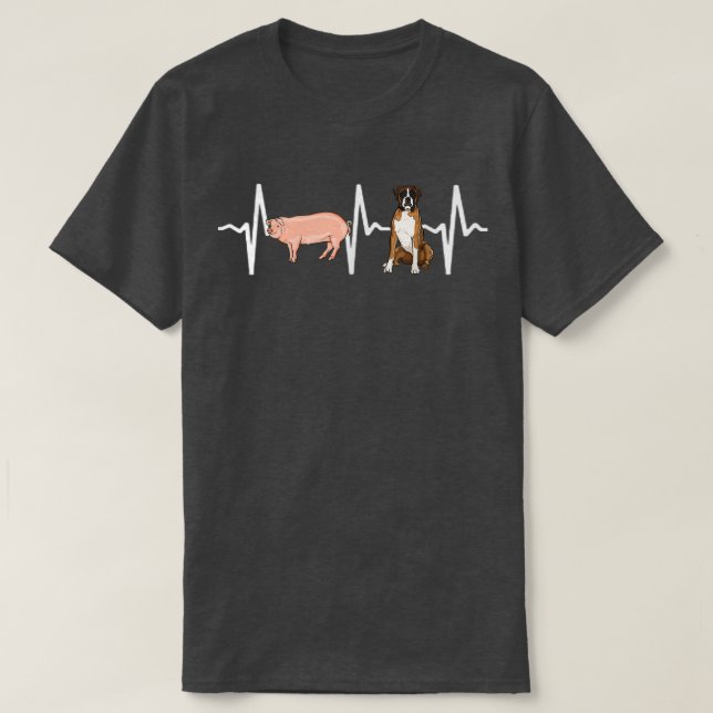 Pig Boxer Heartbeat T-Shirt (Design vorne)
