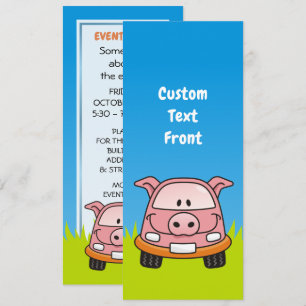Pig Cartoon Car Einladung