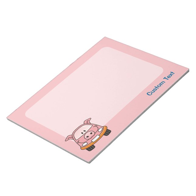 Pig Cartoon Car Notepad Notizblock (angewinkelt)