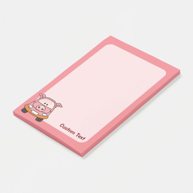 Pig Cartoon Car Post-it Klebezettel (angewinkelt)