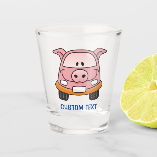 Pig Cartoon Car Schnapsglas (Vorderseite)