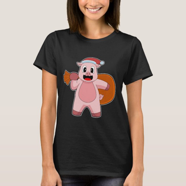 Pig Christmas Sack T-Shirt (Vorderseite)