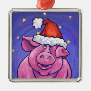 Pig Christmas Silbernes Ornament