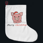Pig Christmas Snow Winter Animals Pigs Großer Weihnachtsstrumpf<br><div class="desc">The pig at Christmas with a Santa hat. Funny animals with gifts and snow for the holidays. A sweet Christmas greeting. Pigs are cute animals and perfect for Christmas.</div>