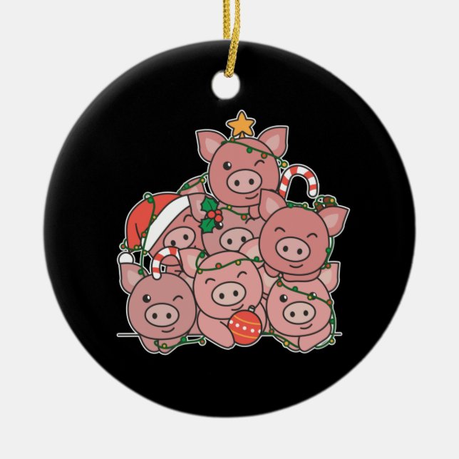 Pig Christmas Tree Funny Animal Christmas Keramik Ornament (Vorne)