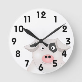 Pig Clock Runde Wanduhr