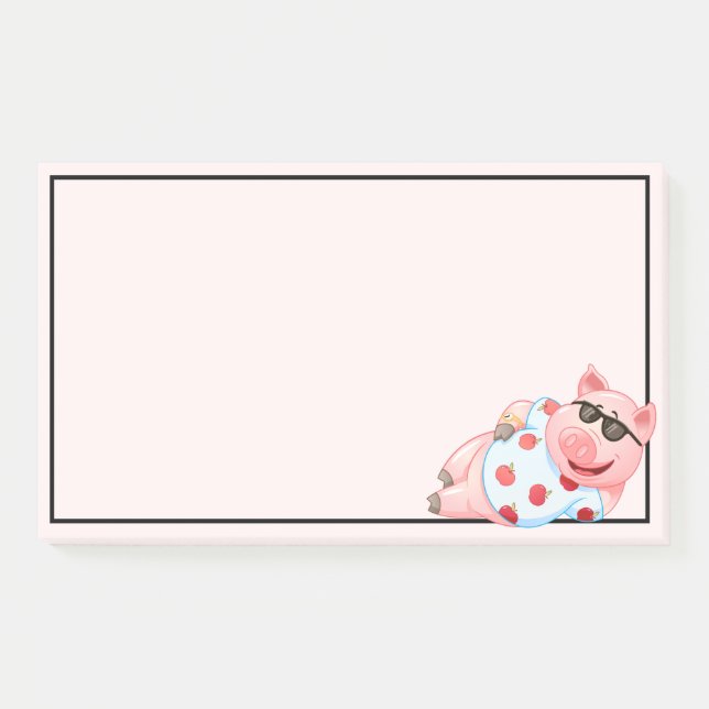 Pig cool dans les lunettes de soleil Notes post-it (Devant)