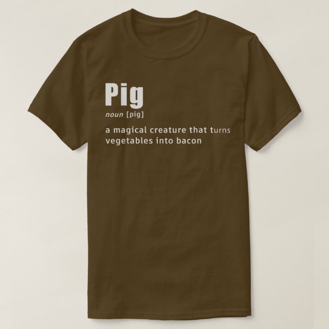 Pig Definition Bacon Lovers BBQ Animals Pork Lover T-Shirt (Design vorne)