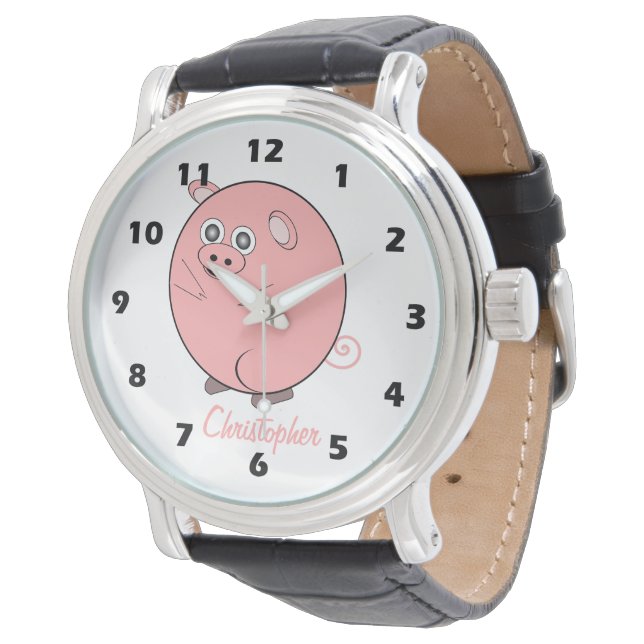Pig Design Personalised Armbanduhr (Schrägansicht)
