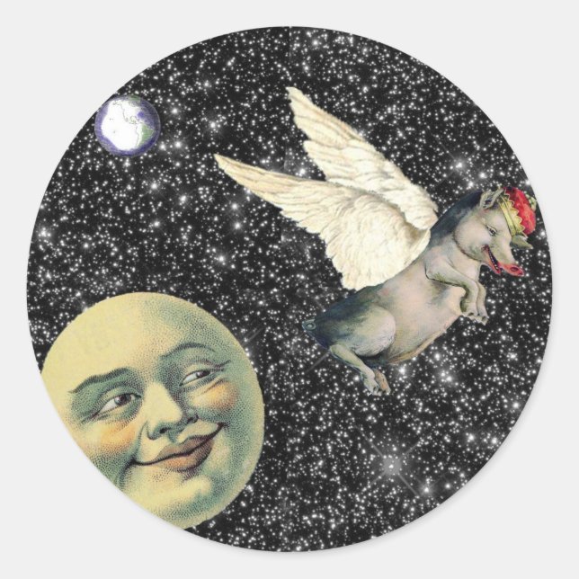 Pig Dreams Runder Aufkleber (Vorderseite)