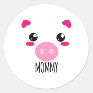 Pig Face Kawaii Halloween Kostüm für Mommy Funny Runder Aufkleber