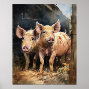 Pig Farm Animal Art Print Poster