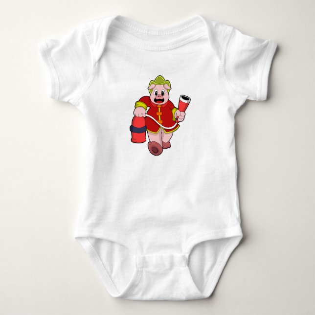Pig Feuerlöschgerät Baby Strampler (Vorderseite)