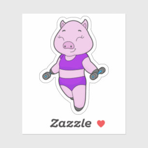Pig Fitness Dumbell Aufkleber