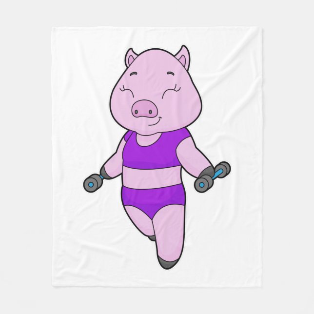 Pig Fitness Dumbell Fleecedecke (Vorderseite)