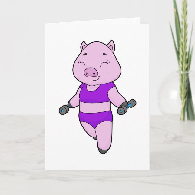 Pig Fitness Dumbell Karte (Vorderseite)