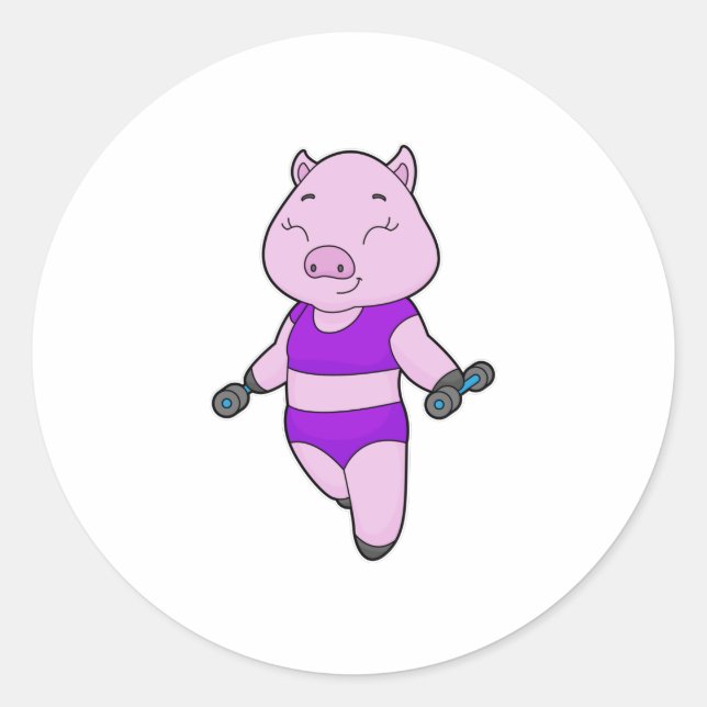 Pig Fitness Dumbell Runder Aufkleber (Vorderseite)
