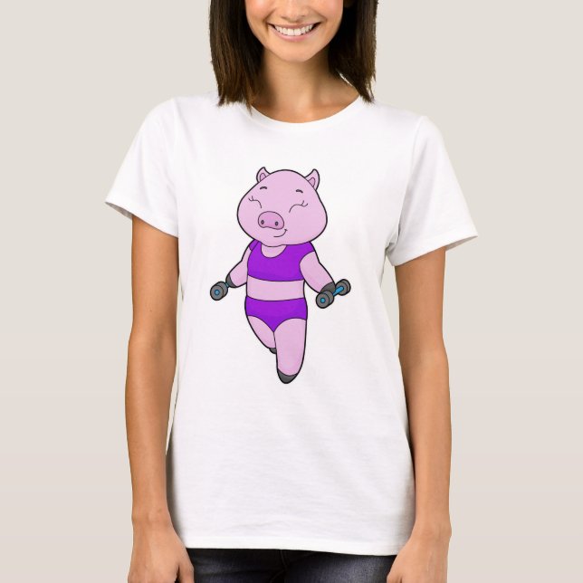 Pig Fitness Dumbell T-Shirt (Vorderseite)